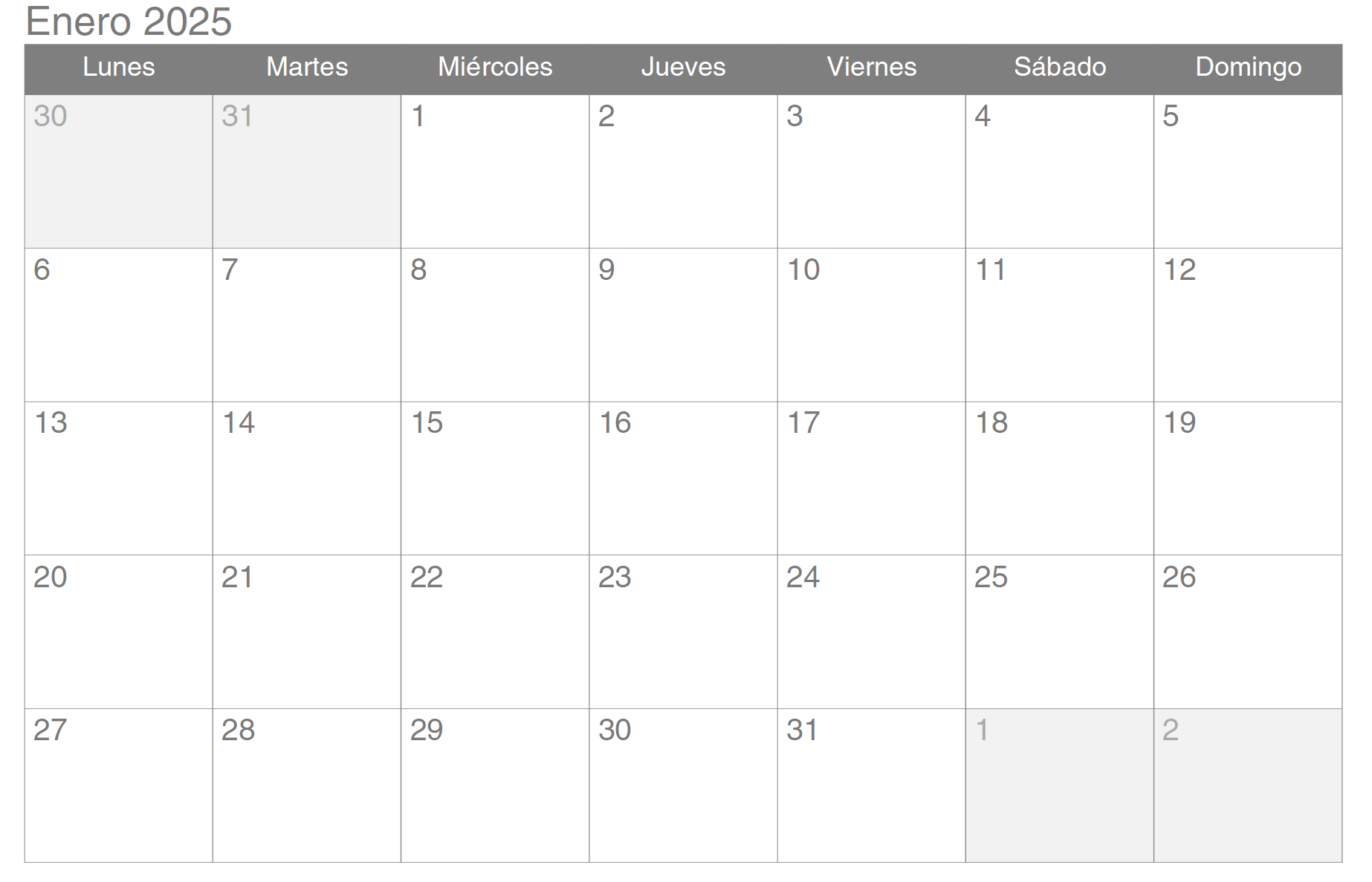 Calendario de Actividades 2025